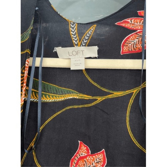 LOFT Kimono Topper Floral Print Open Front Cover Up Black XS/S - Picture 2 of 6